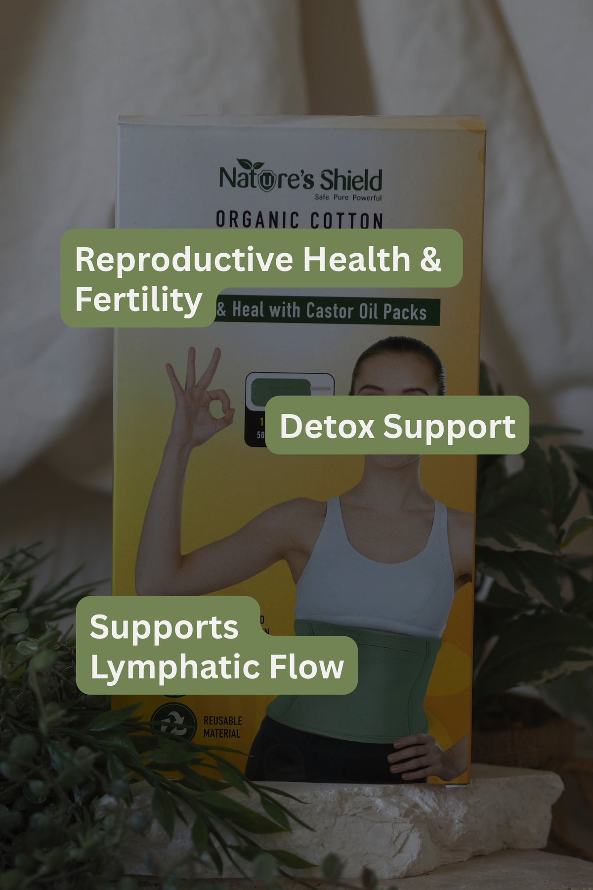 Organic Cotton Castor Oil Waist Wrap | Nature's Shield