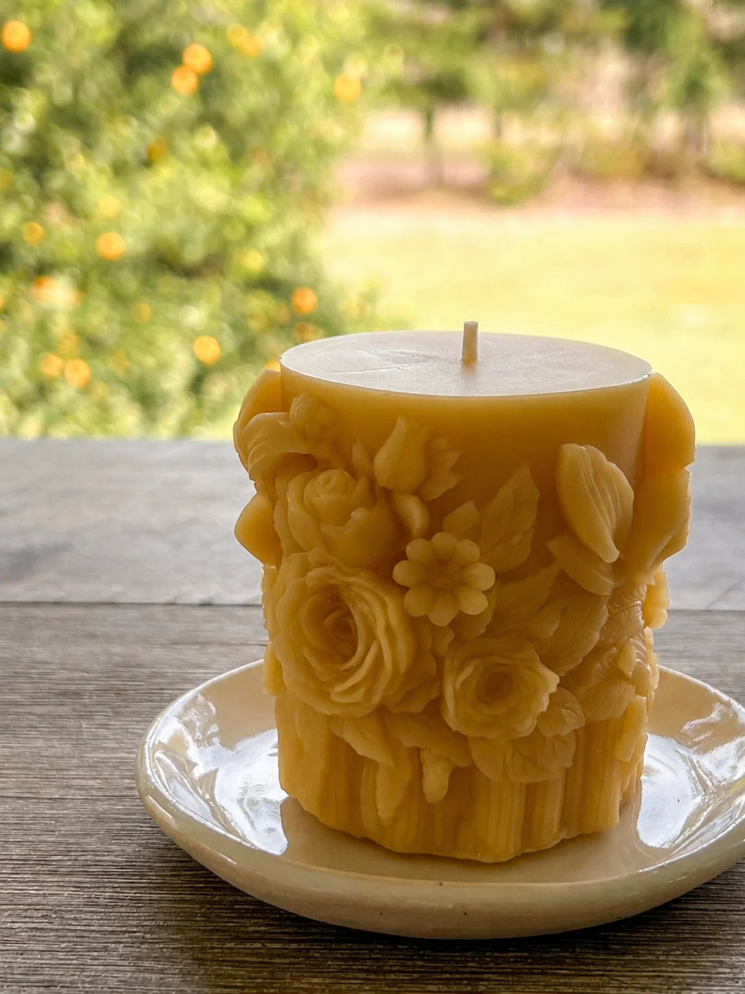 Beeswax Floral Pillar Candle | Alchemised Hive