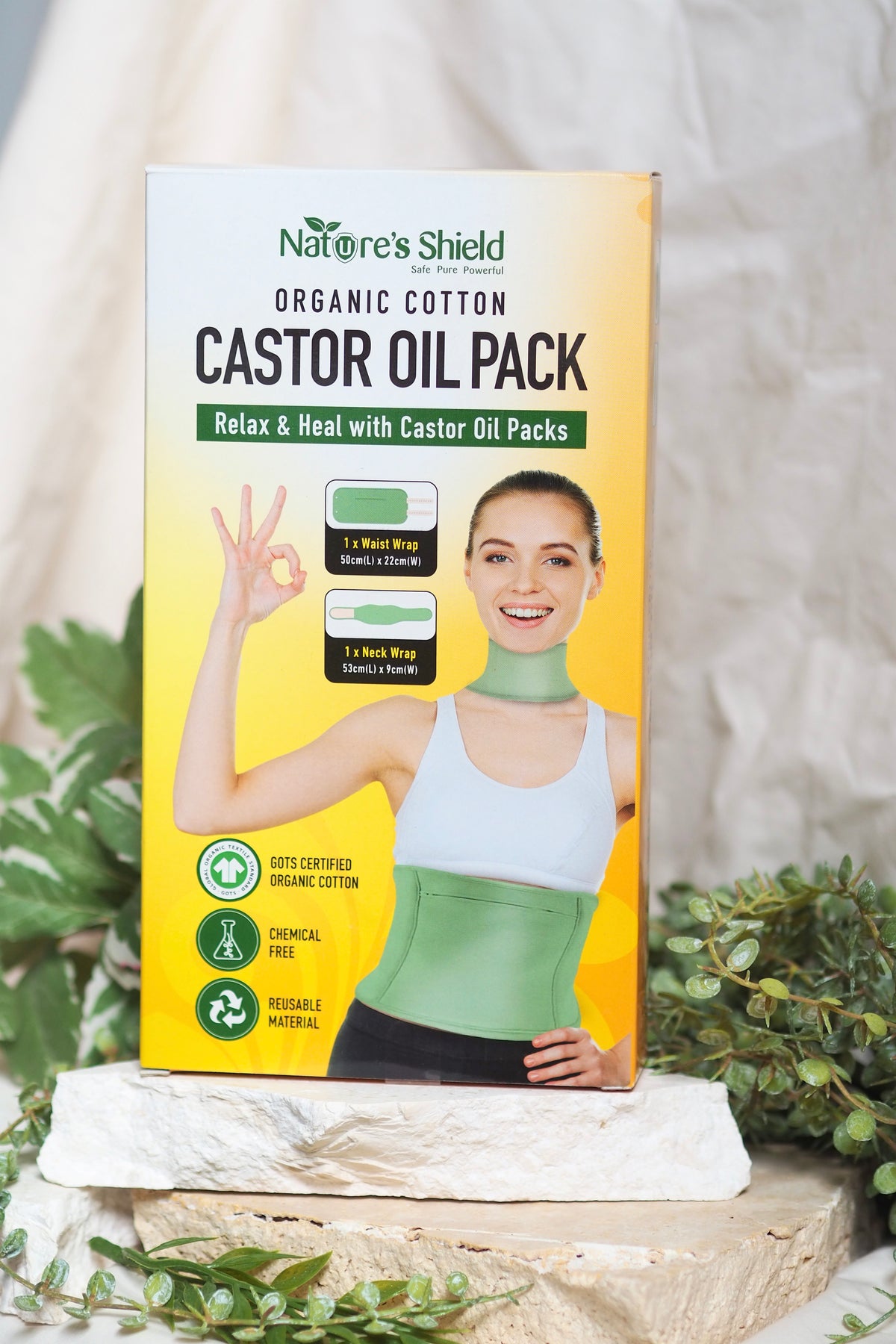Organic Cotton Castor Oil Neck and Waist Wrap | Nature's Shield